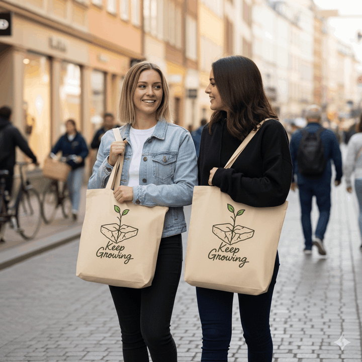 "Keep Growing" Inspirational Eco Tote Bag | Organic Cotton Reusable Bag