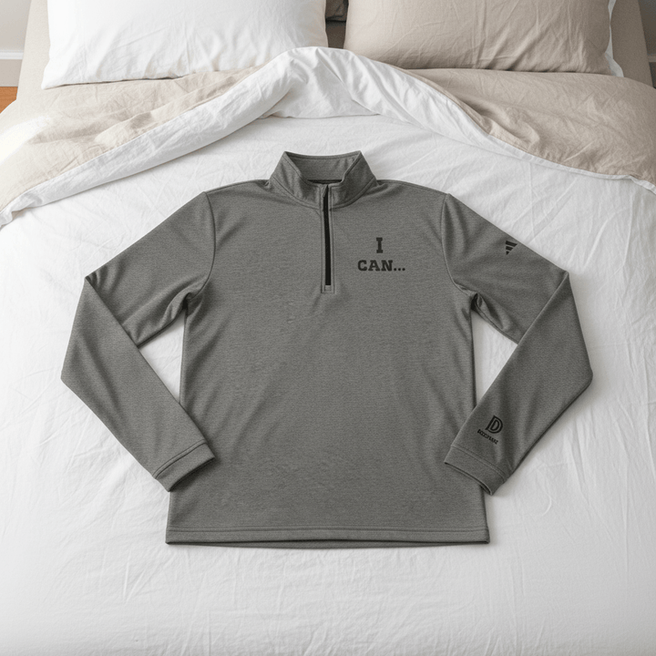 "I CAN..." Motivational Adidas Quarter-Zip Pullover | Eco-Friendly Recycled Polyester | Sweat-Wicking Athletic Top