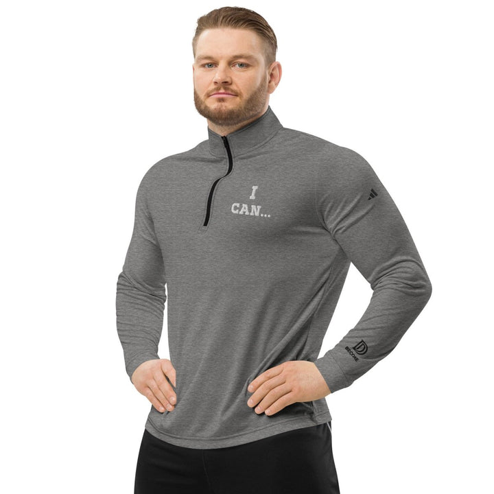 "I CAN..." Motivational Adidas Quarter-Zip Pullover | Eco-Friendly Recycled Polyester | Sweat-Wicking Athletic Top